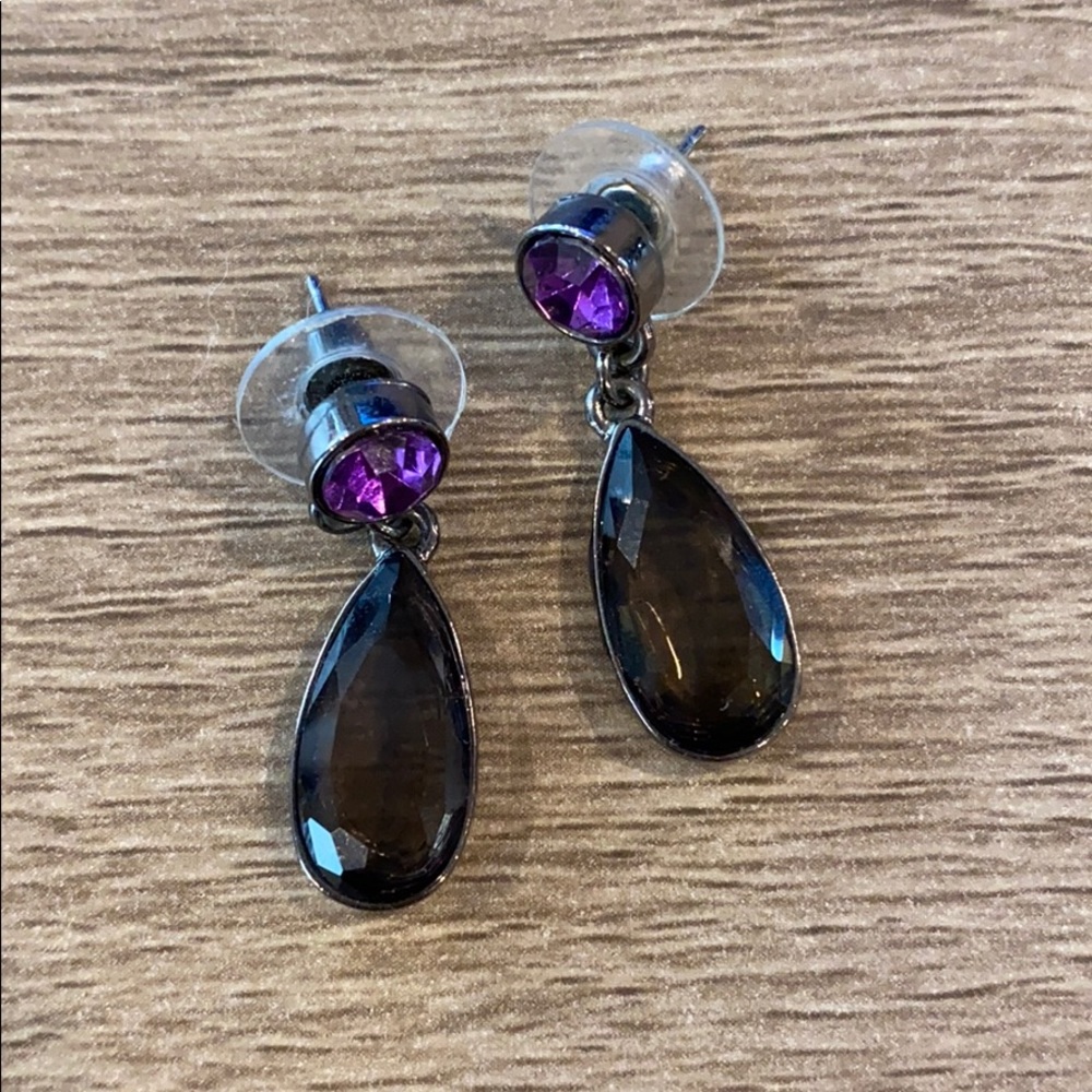 Purple Stone Drop Earrings